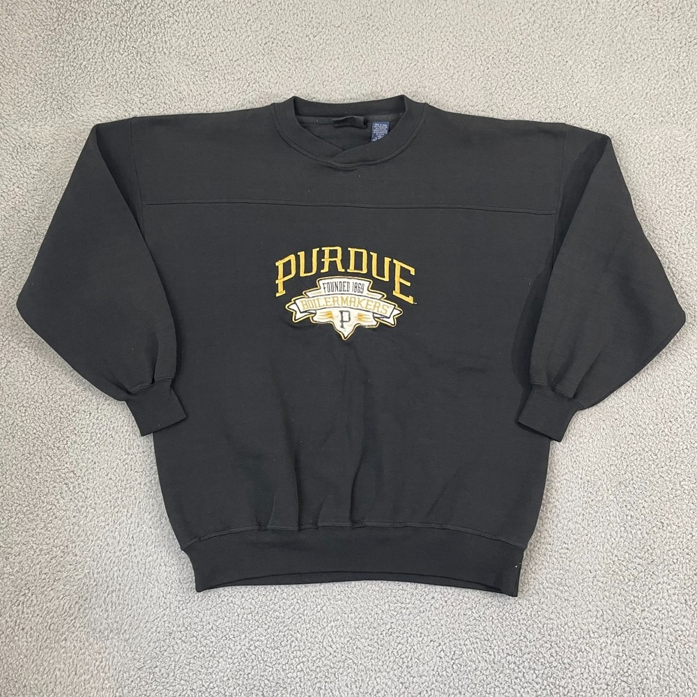 VTG Purdue University Sweatshirt 2XL Black Crable Sportswear Boilermakers V-Neck